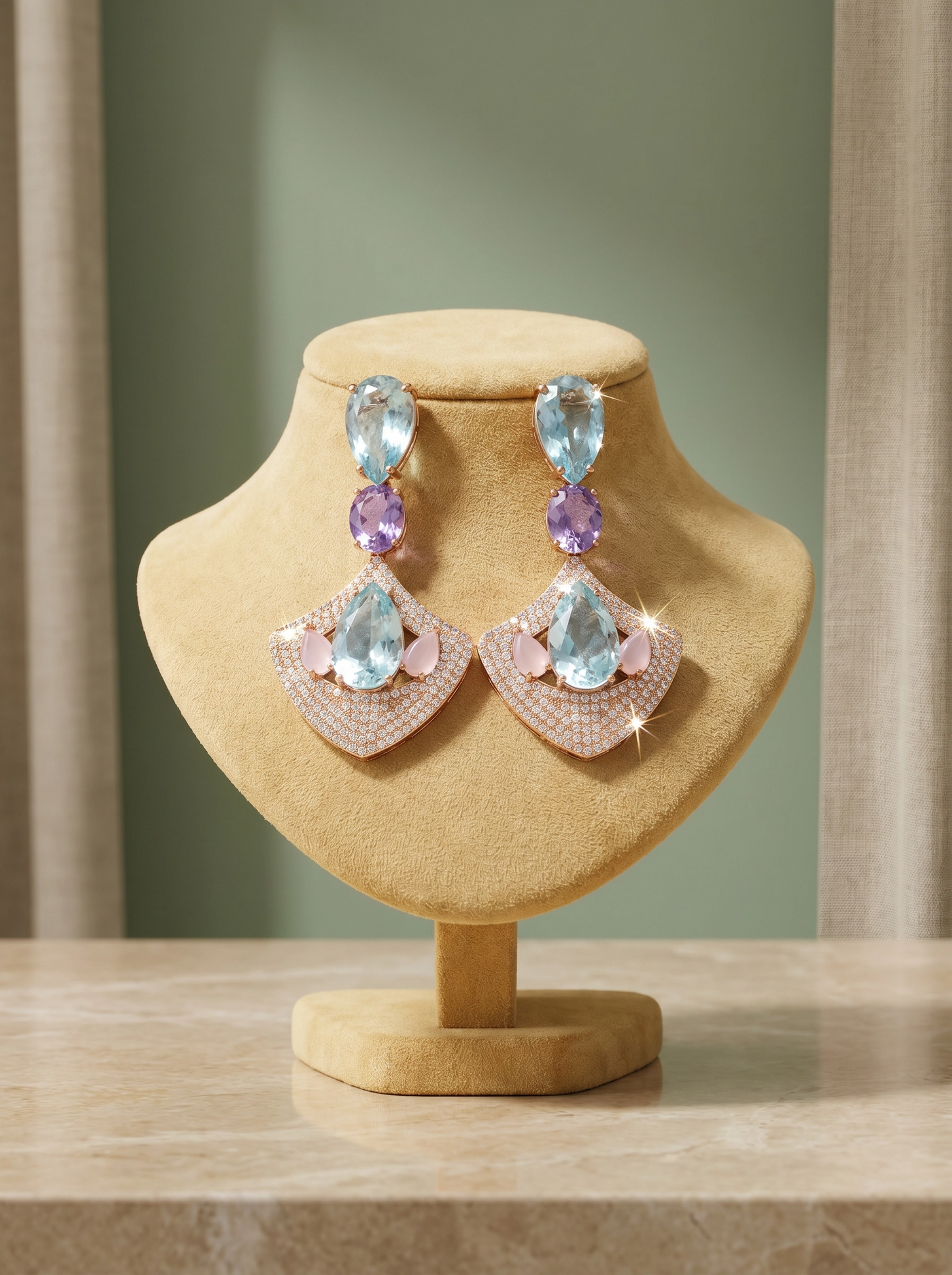 Rose Sapphire Light Earrings