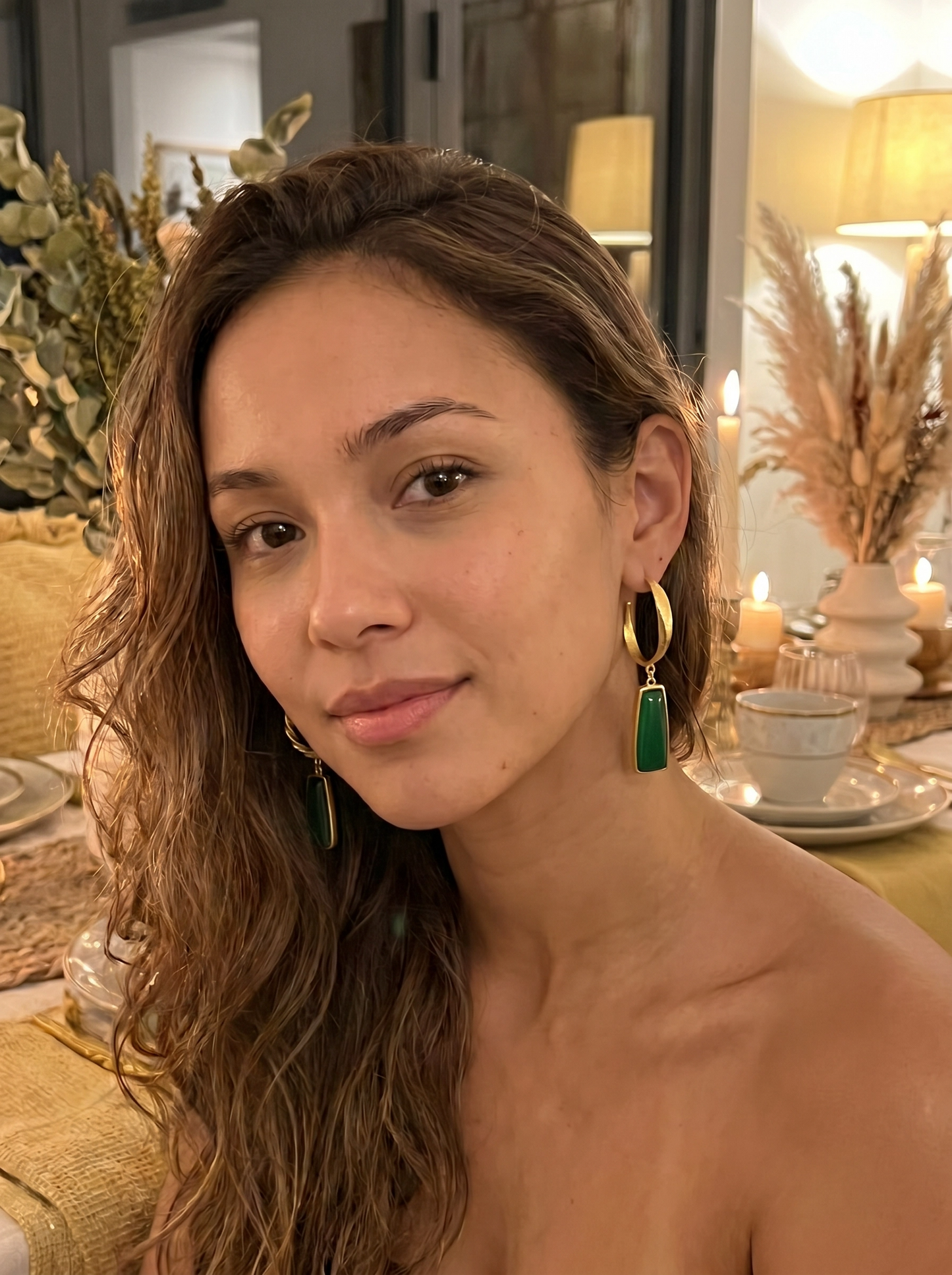 Gold Emerald Earrings